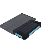 Solar panel charging device with text on a white background