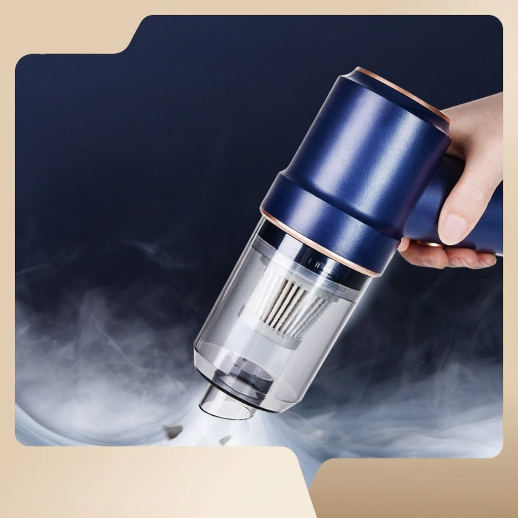 Handheld vacuum cleaner on a dark background