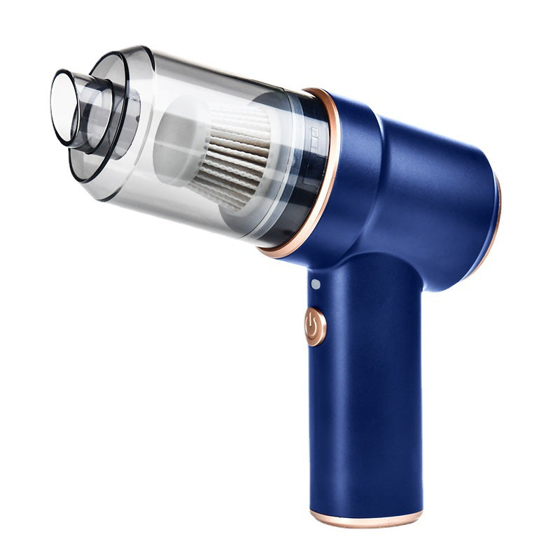 Blue handheld vacuum cleaner on a white background